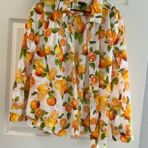 Women's Citrus Print Button-Up Shirt
